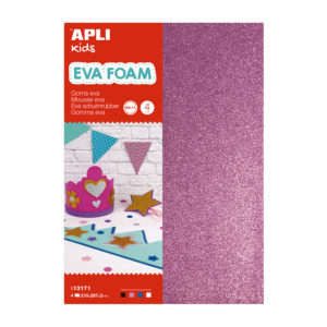 EVA foam glitter A4 white, black, red and blue
