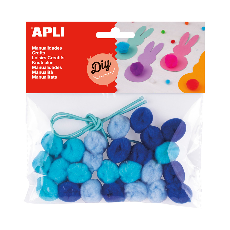 Pompoms necklace kit blue