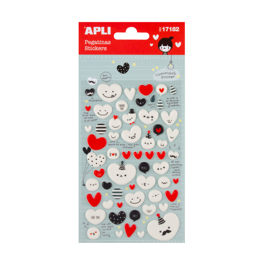 APLI Kids Stickers Glow In The Dark Hearts