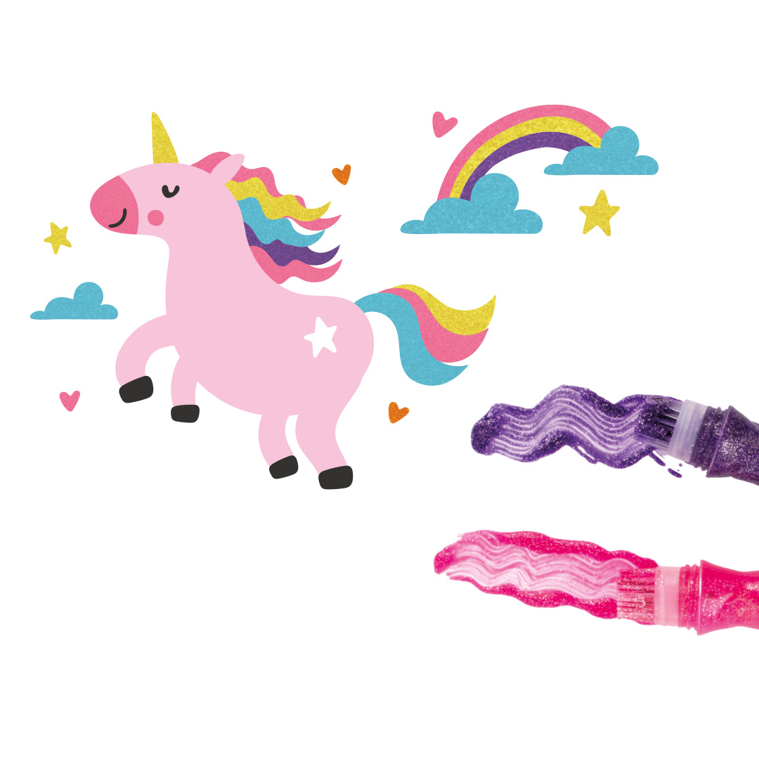 Verftubes met kwast | 6 Glitter kleuren 1 tmp2C6C